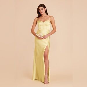 Jessica Matte Satin Dress - Lemon Sorbet